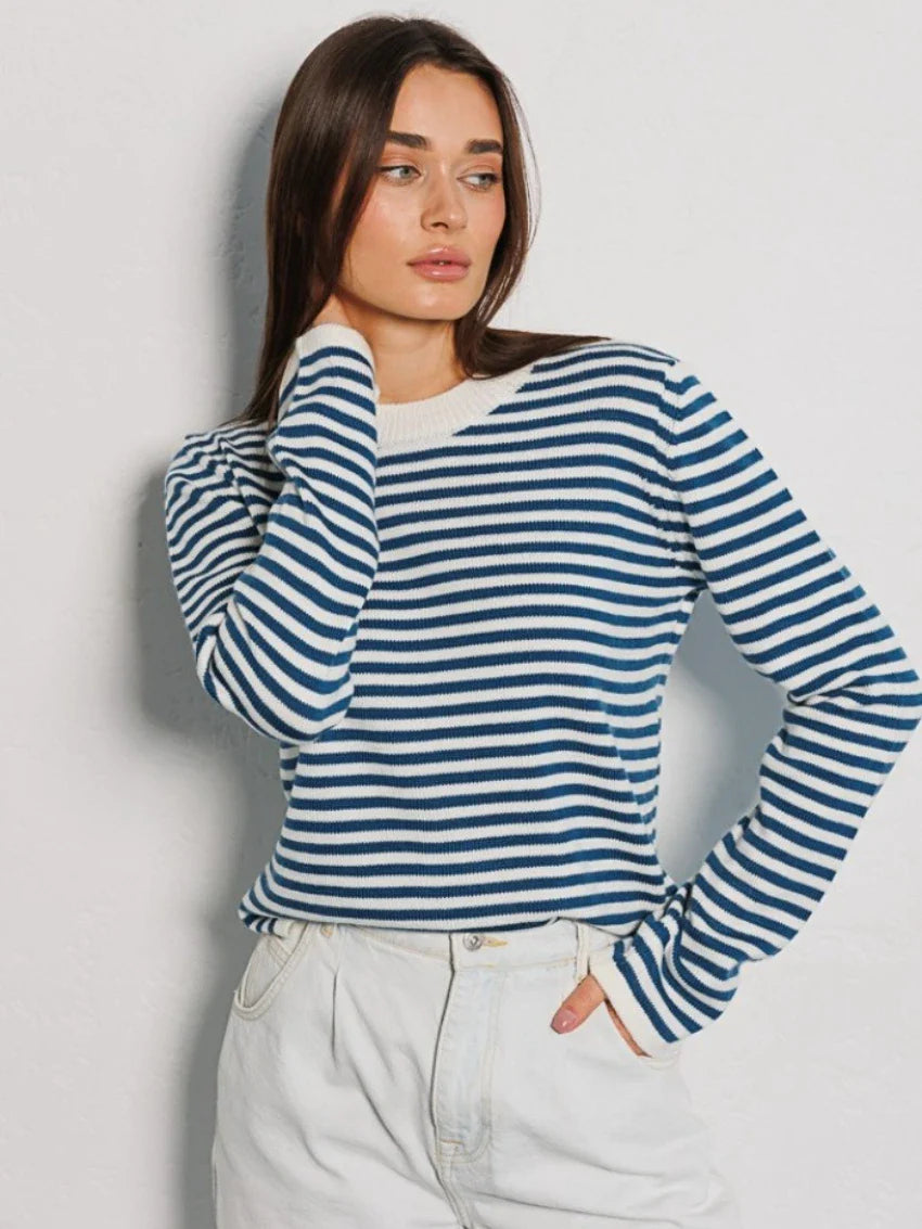 Stilla | Stribet Rundhalset Sweater