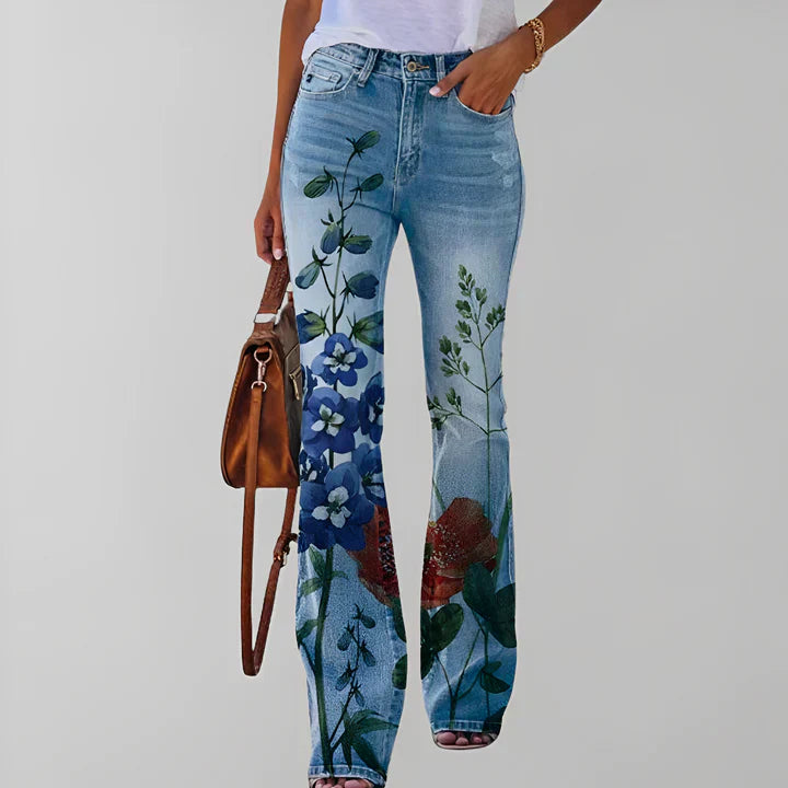 Stilla | Lige Jeans med Blomsterprint