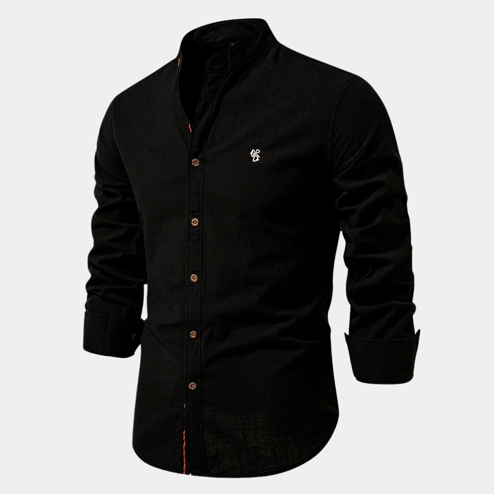 Stilla | Slim Fit Åndbart materiale Ståkrave Knapper med kontrastdetaljer