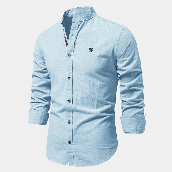 Stilla | Slim Fit Åndbart materiale Ståkrave Knapper med kontrastdetaljer