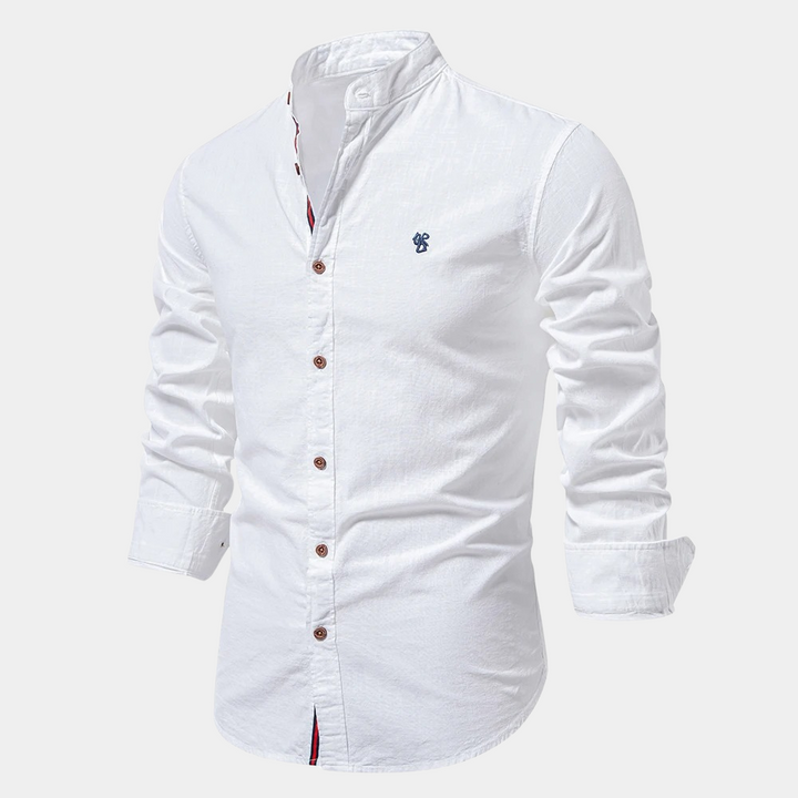 Stilla | Slim Fit Åndbart materiale Ståkrave Knapper med kontrastdetaljer