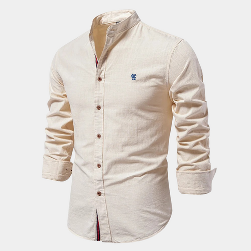 Stilla | Slim Fit Åndbart materiale Ståkrave Knapper med kontrastdetaljer