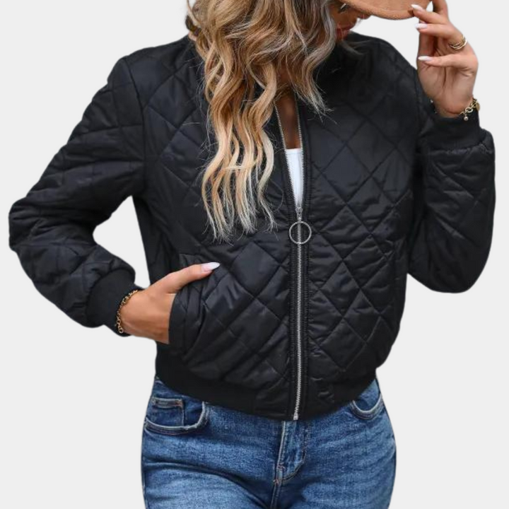 Stilla | Sorte quilted jakke - Bomber stil