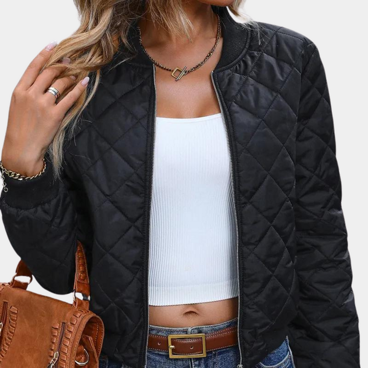Stilla | Sorte quilted jakke - Bomber stil