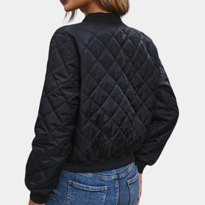 Stilla | Sorte quilted jakke - Bomber stil