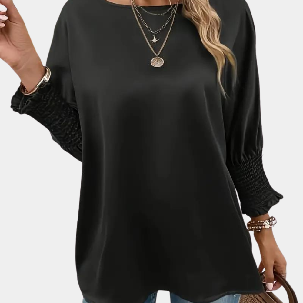 Stilla | Elegant Damebluse Med Rund Udsnit