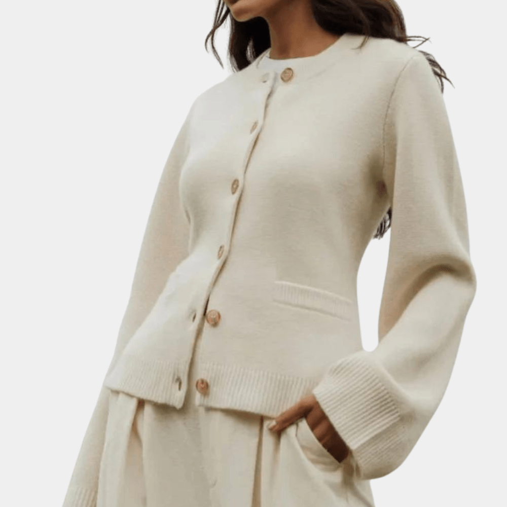 Stilla | Strikket Cardigan med Talje og Rund Hals