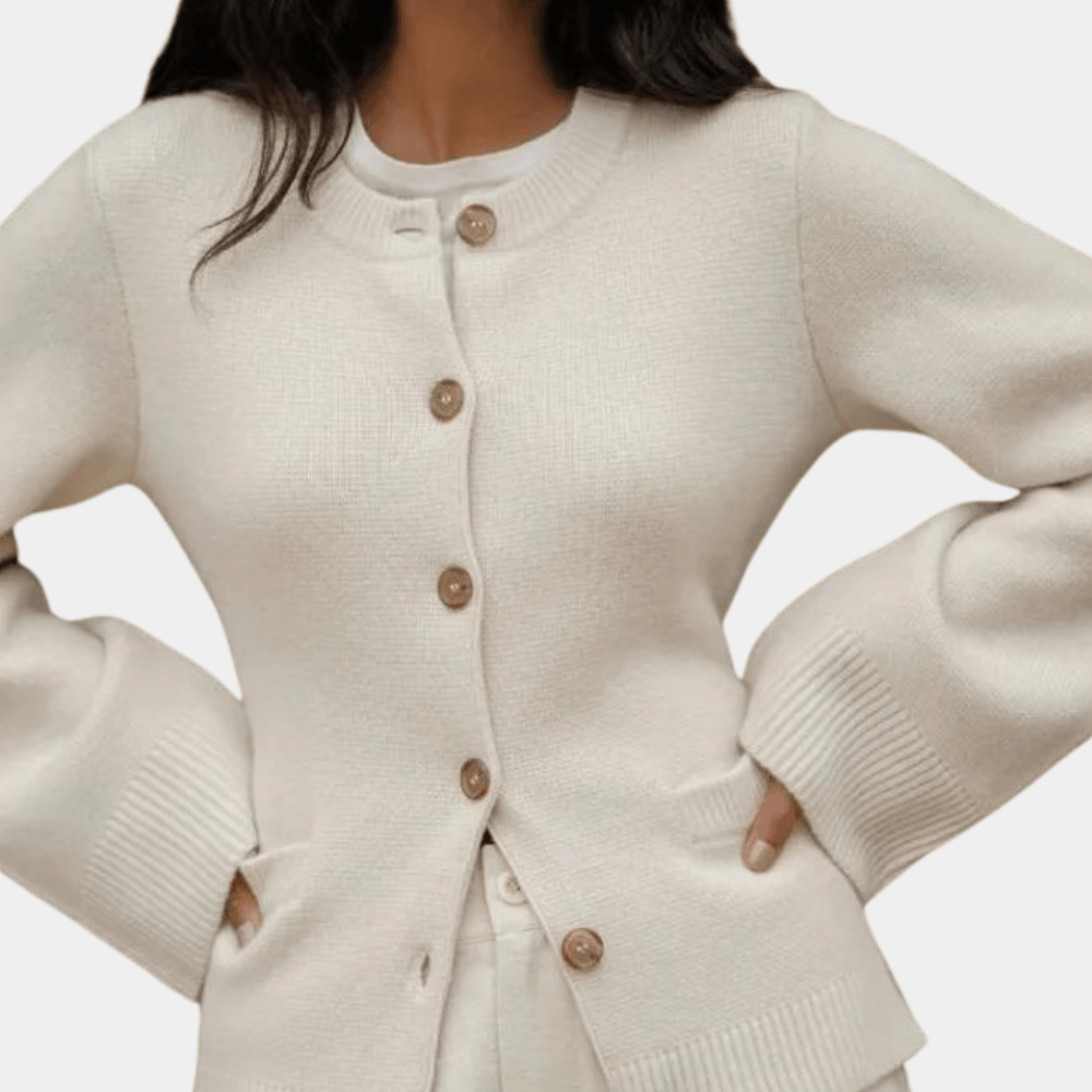 Stilla | Strikket Cardigan med Talje og Rund Hals