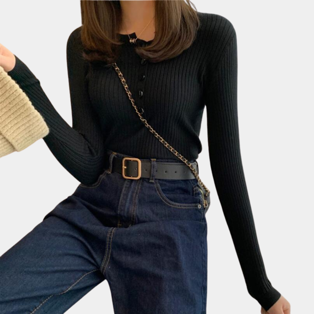 Stilla | Elegant Stretchpullover Til Damer Med Ribmønster