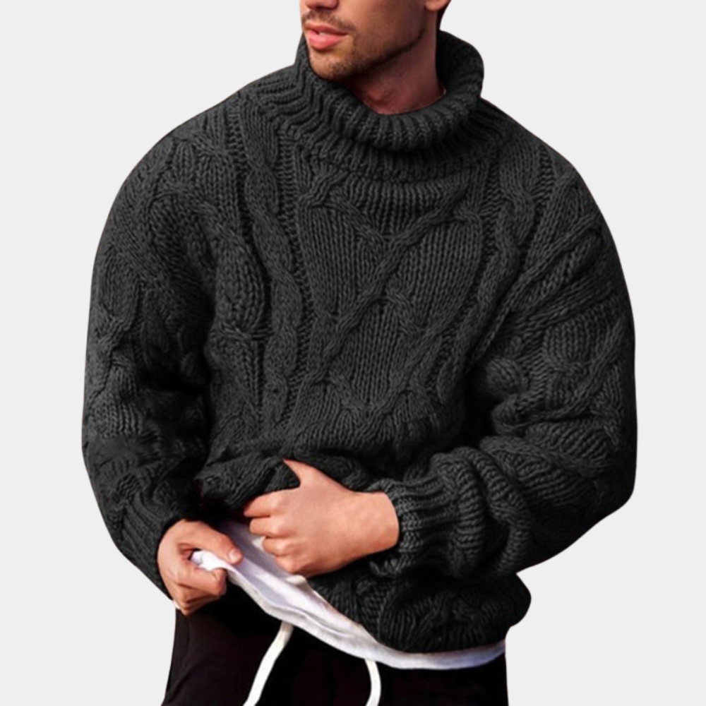 Skovae | Strikpullover med fletmønster til herrer