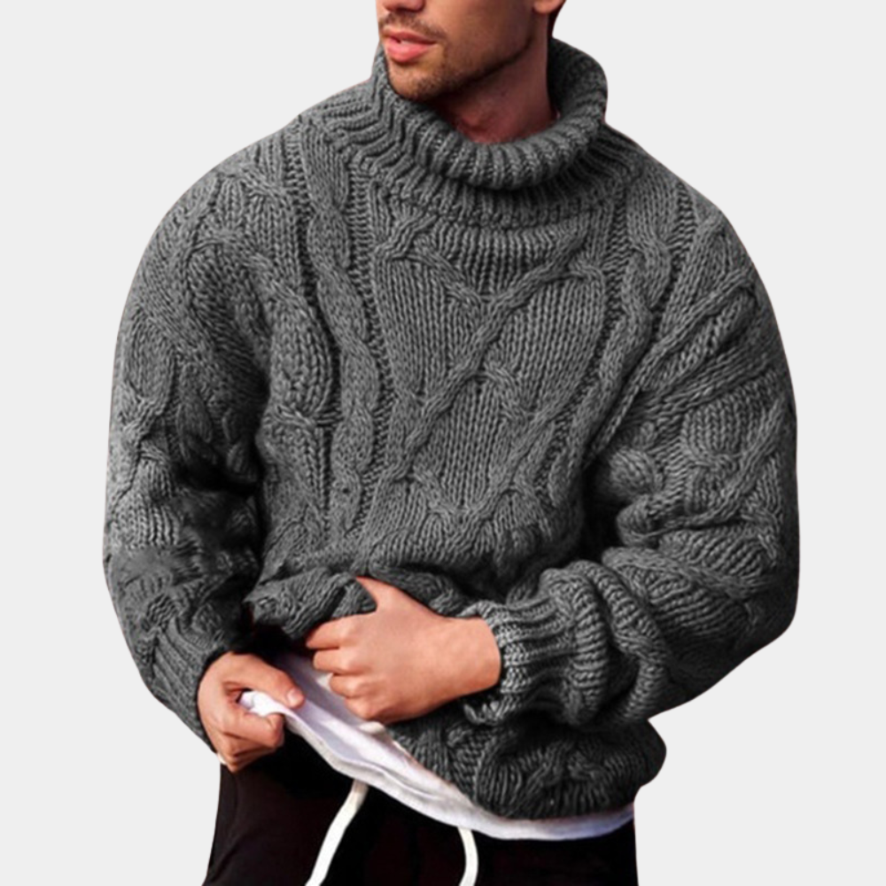 Skovae | Strikpullover med fletmønster til herrer
