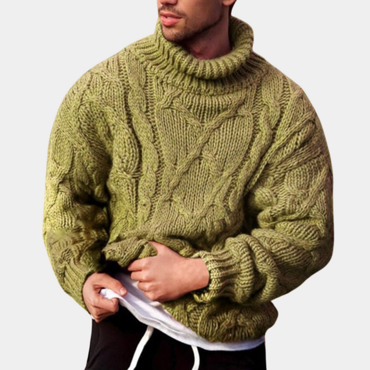 Skovae | Strikpullover med fletmønster til herrer