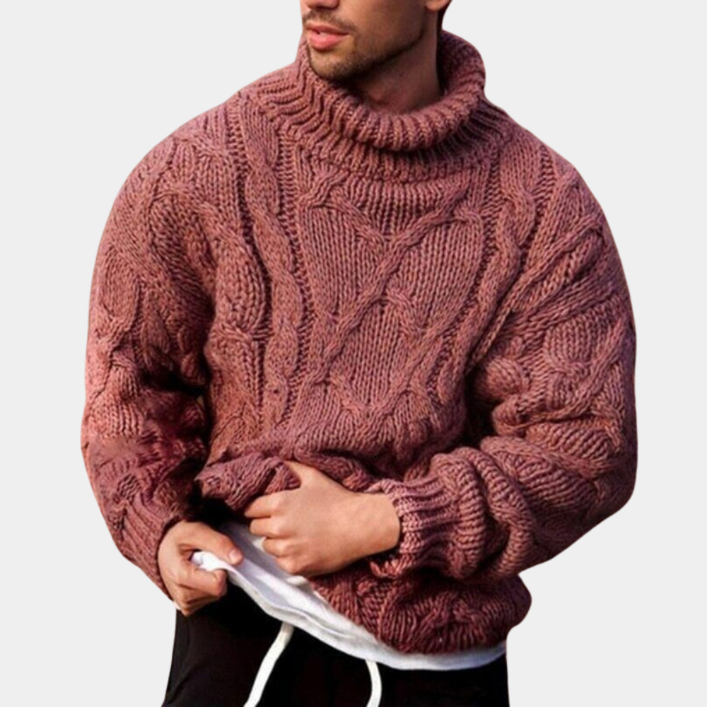 Skovae | Strikpullover med fletmønster til herrer