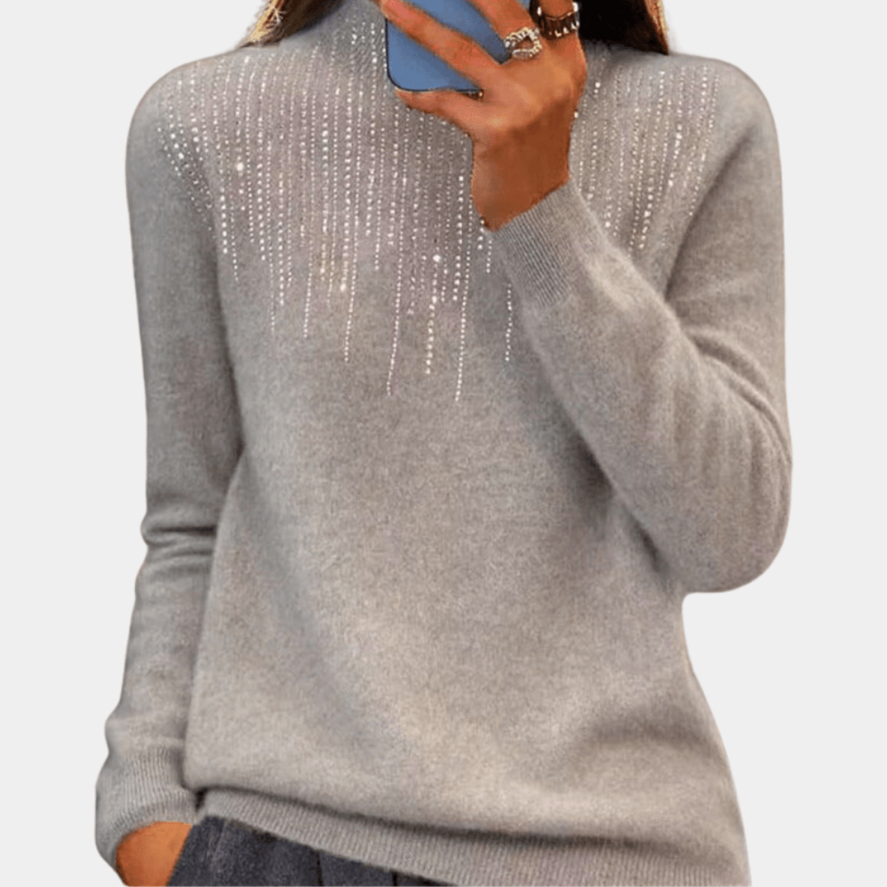 Stilla | Pullover med Halvhøj Krave og Diamantdetaljer til Kvinder