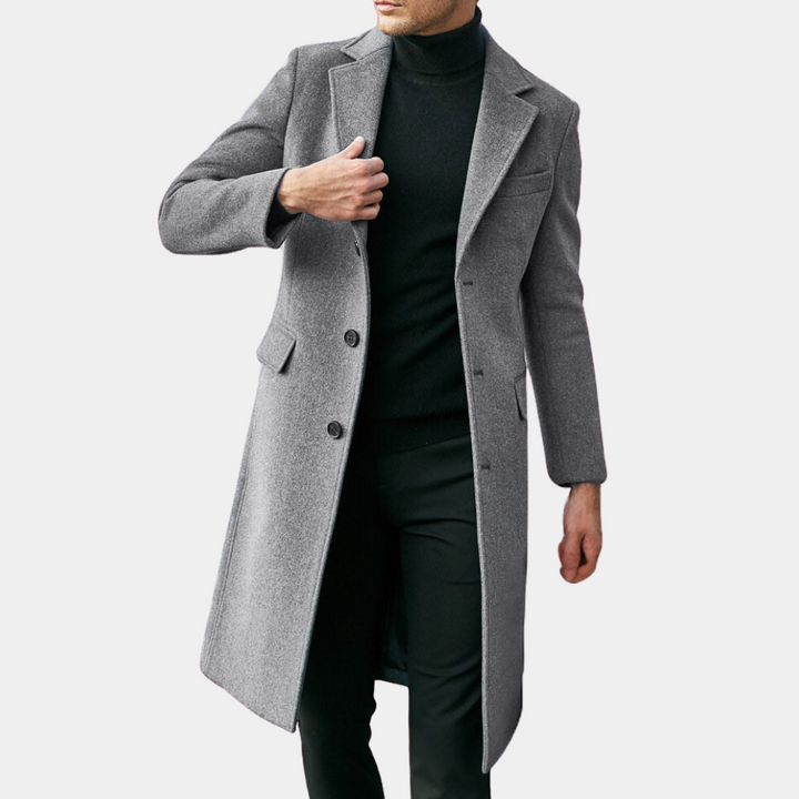 Stilla | Trenchcoat Skræddersyet pasform Ullblanding Reverskrave Lang model