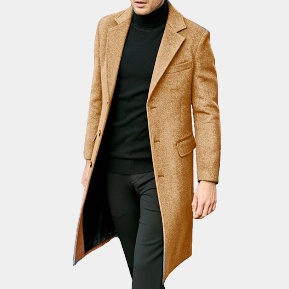 Stilla | Trenchcoat Skræddersyet pasform Ullblanding Reverskrave Lang model