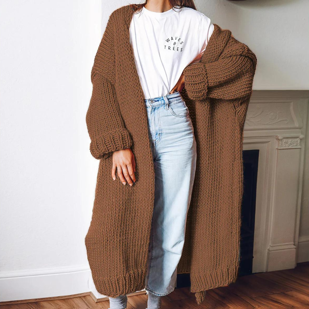 Stilla | Elegant og Lang Strikket Cardigan til Kvinder