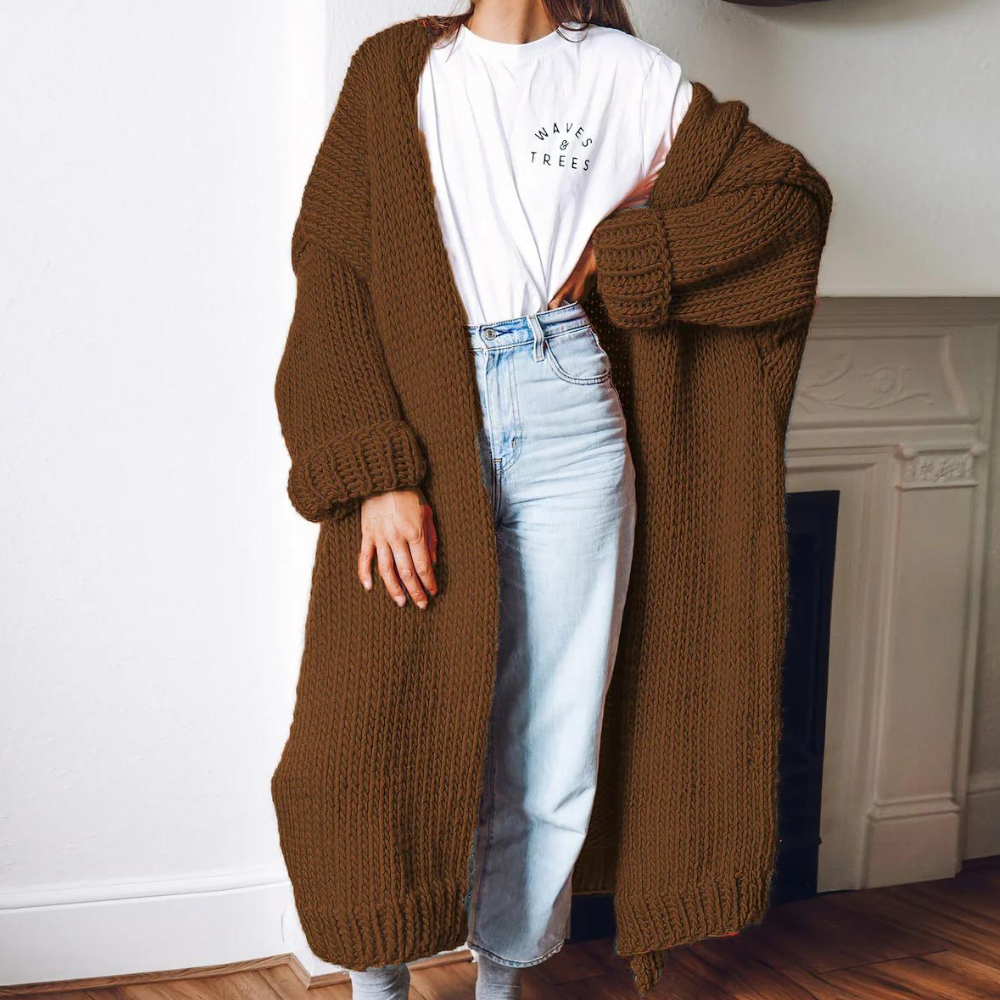 Stilla | Elegant og Lang Strikket Cardigan til Kvinder