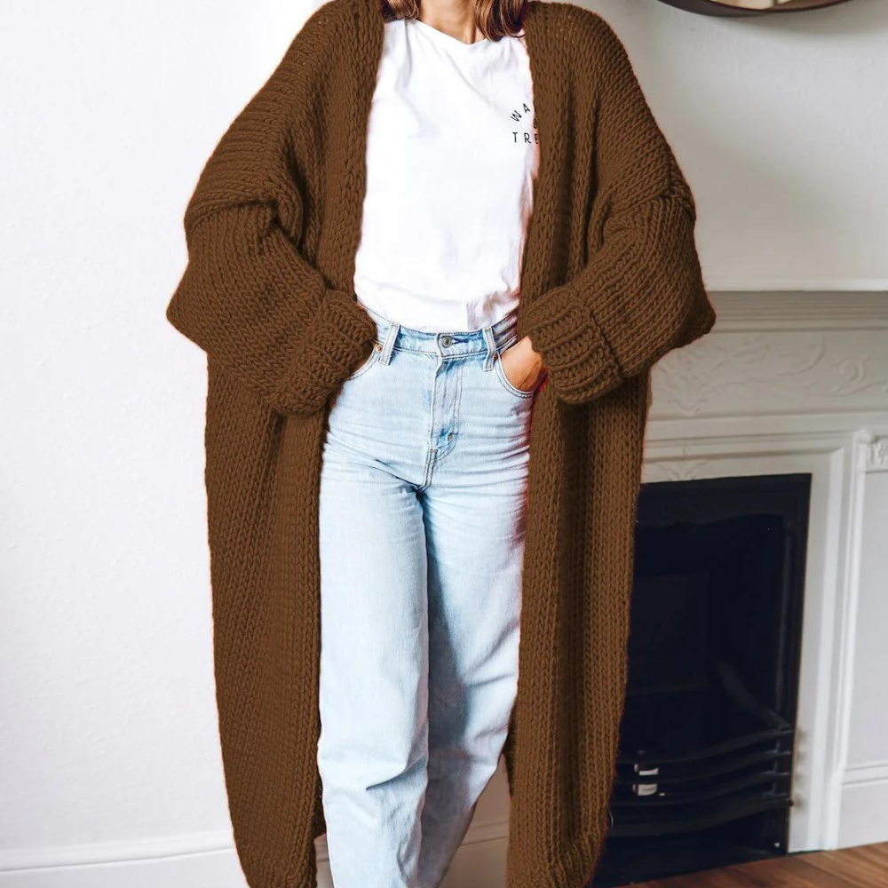 Stilla | Elegant og Lang Strikket Cardigan til Kvinder
