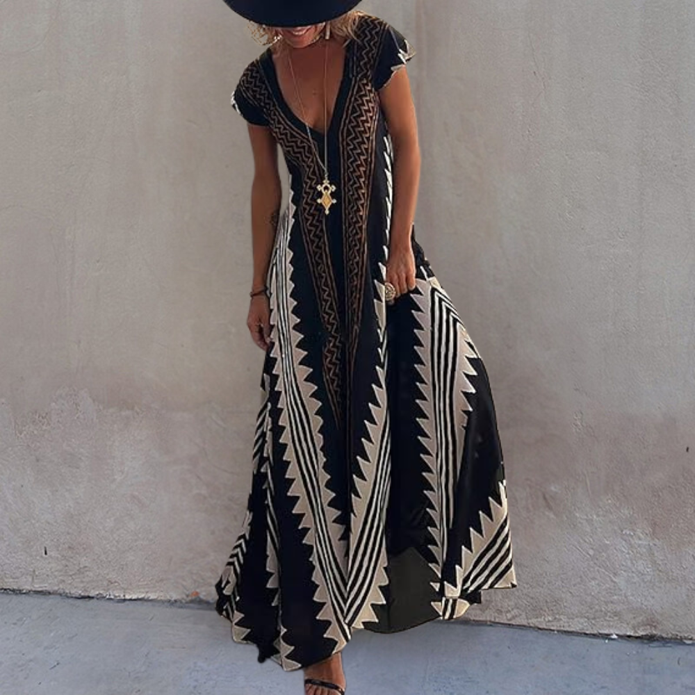 Stilla | Boheme Kvinders Maxi Kjole Med Geometrisk Print