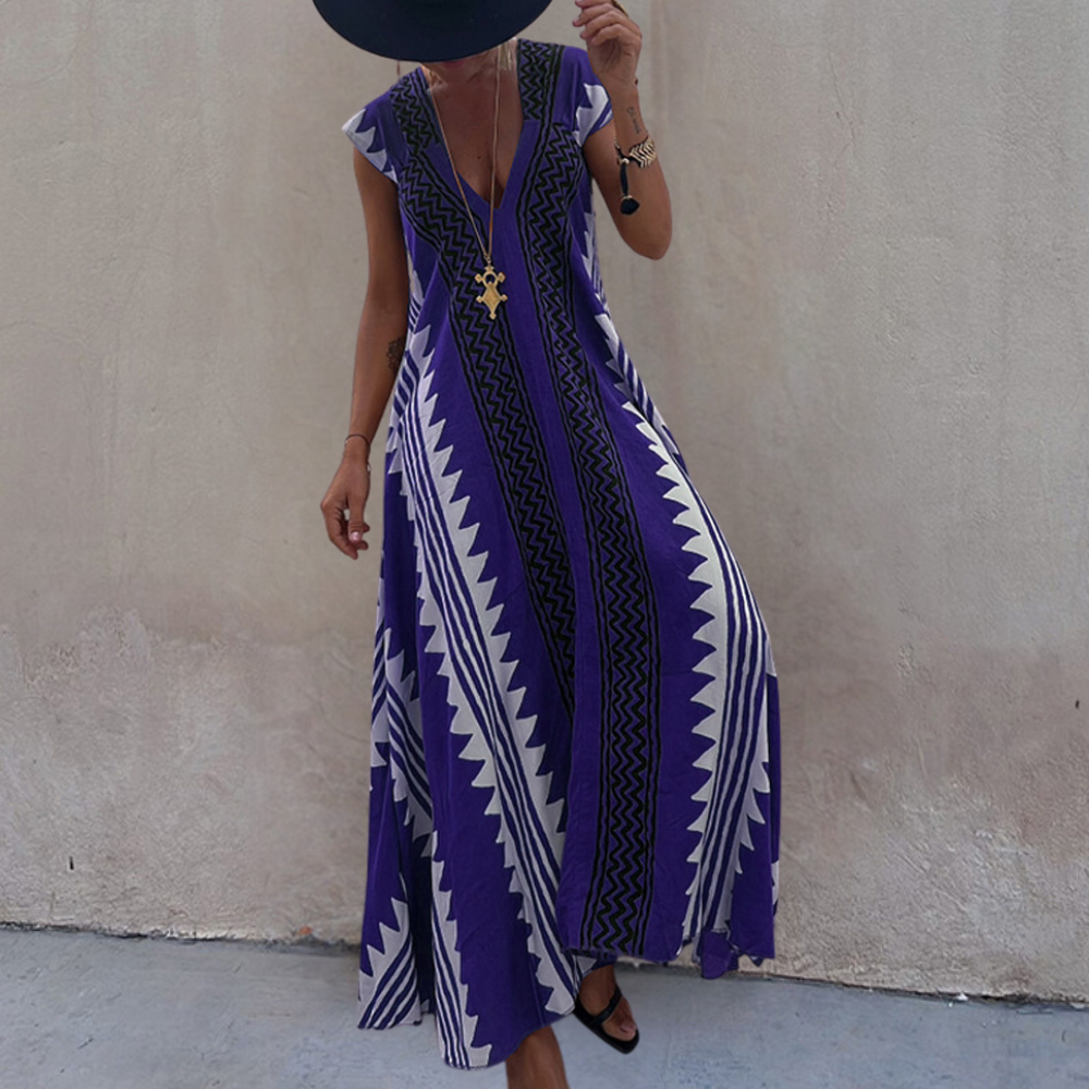 Stilla | Boheme Kvinders Maxi Kjole Med Geometrisk Print