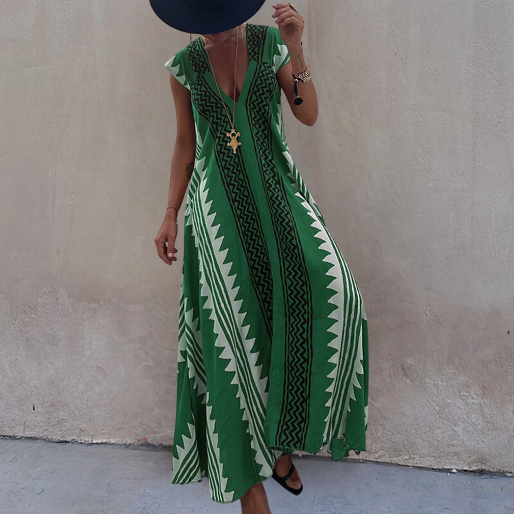 Stilla | Boheme Kvinders Maxi Kjole Med Geometrisk Print