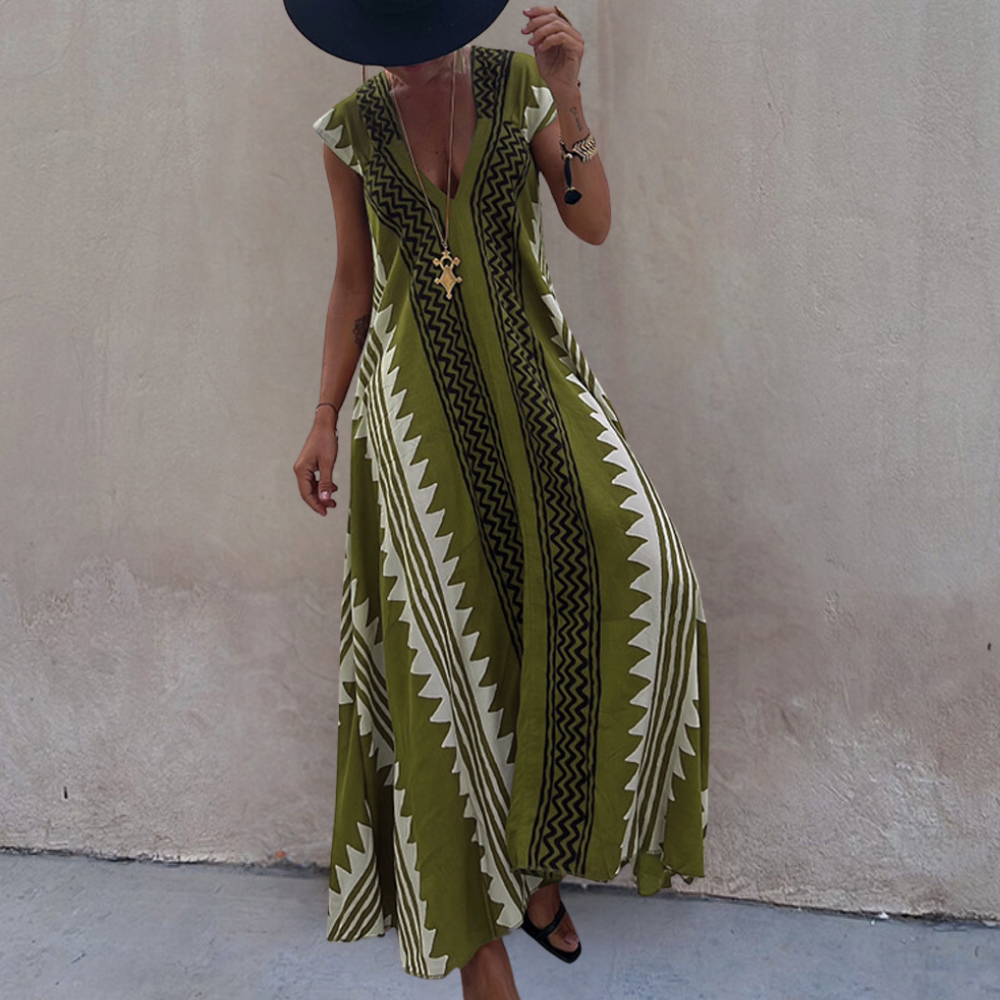 Stilla | Boheme Kvinders Maxi Kjole Med Geometrisk Print
