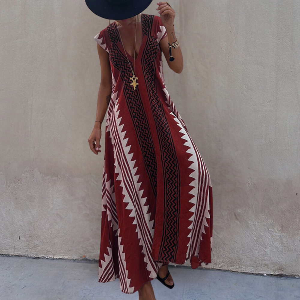 Stilla | Boheme Kvinders Maxi Kjole Med Geometrisk Print