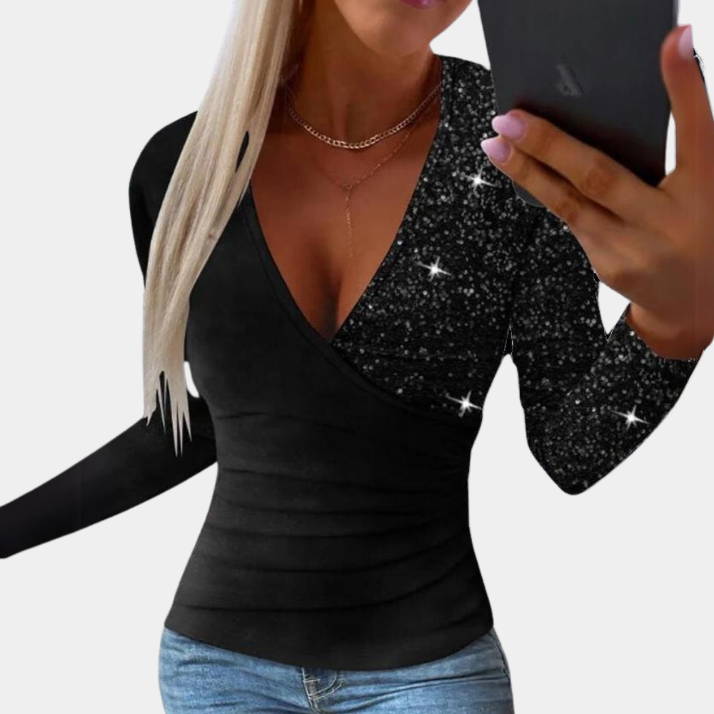 Stilla | Elegante Dametop Med Glitrende Pailletter