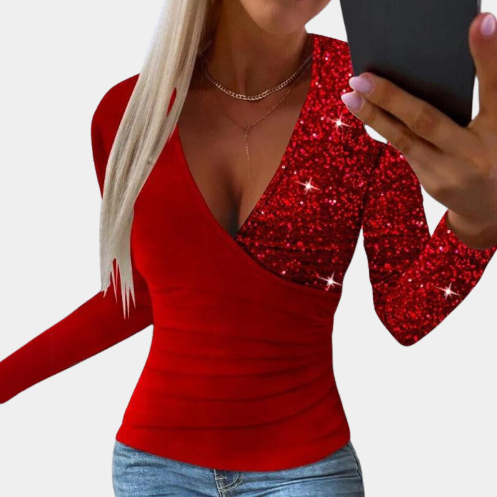 Stilla | Elegante Dametop Med Glitrende Pailletter