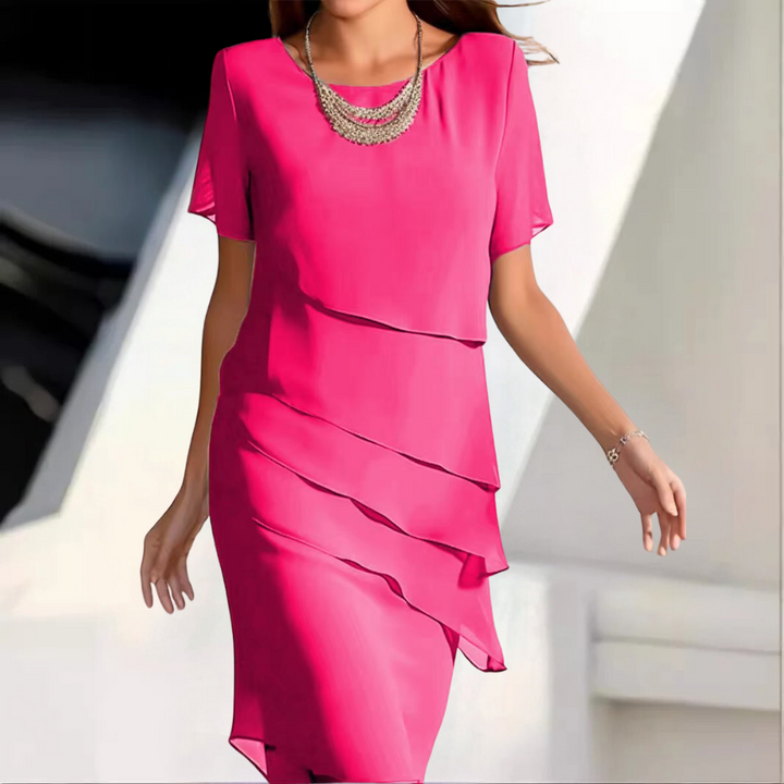 Stilla | Elegance Flydende Lagdelt Chiffon Midikjole