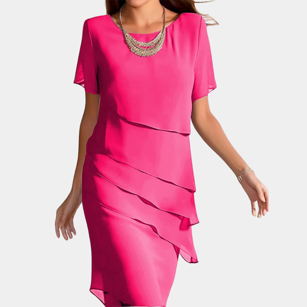 Stilla | Elegance Flydende Lagdelt Chiffon Midikjole