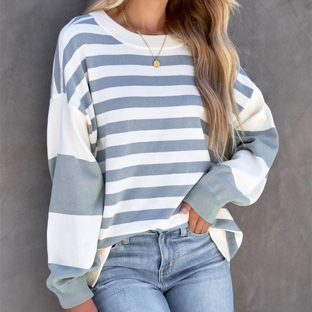 Stilla | Stribet Sweater med Sænkede Skuldre til Kvinder