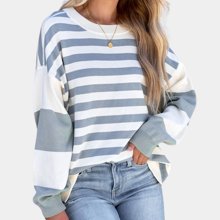 Stilla | Stribet Sweater med Sænkede Skuldre til Kvinder