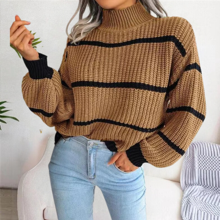 Stilla | Stilfuld Blød Damen Sweater med Høj U-Udskæring