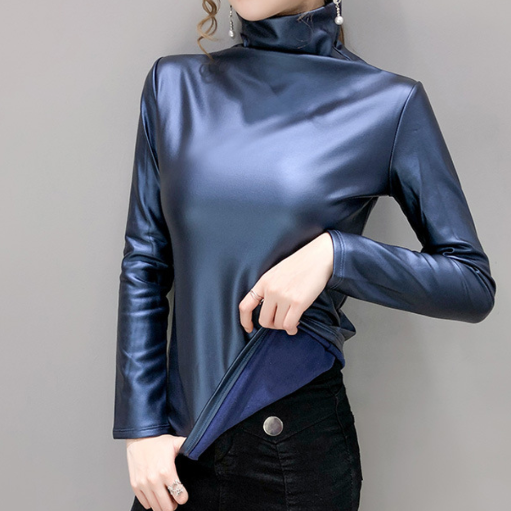 Stilla | Casual Mock Neck-Skjorte til Kvinder