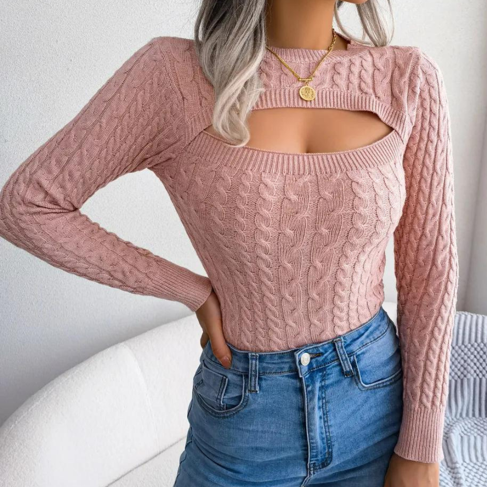 Stilla | Elegance Stilfuld Strikket Cut-Out Sweater til Kvinder