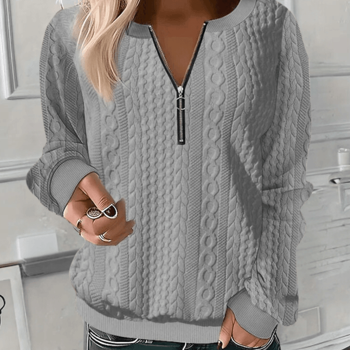Stilla | Hyggelig Sweater med Lynlås Foran