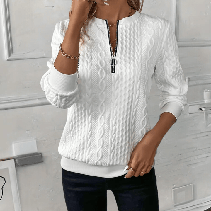 Stilla | Hyggelig Sweater med Lynlås Foran