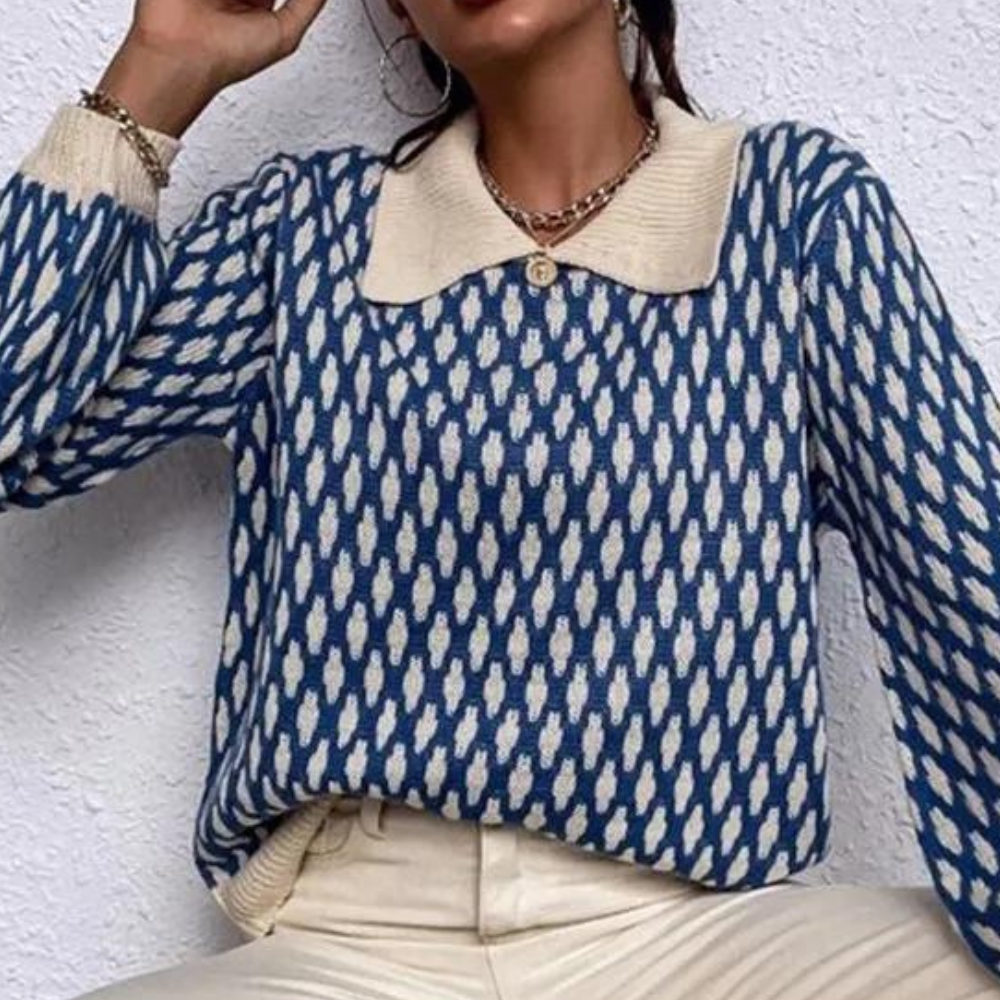 Stilla | Trendy sweater med krave detajle