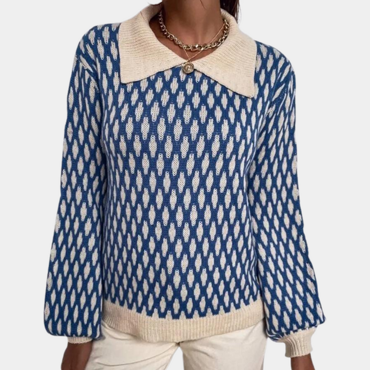 Stilla | Trendy sweater med krave detajle