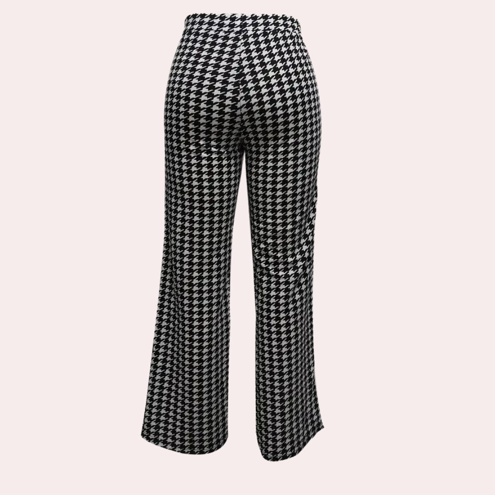 Stilla | Houndstooth-Bukser med Brede Ben til Kvinder