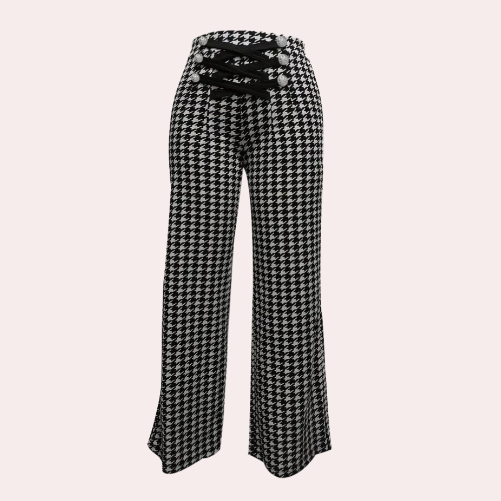 Stilla | Houndstooth-Bukser med Brede Ben til Kvinder