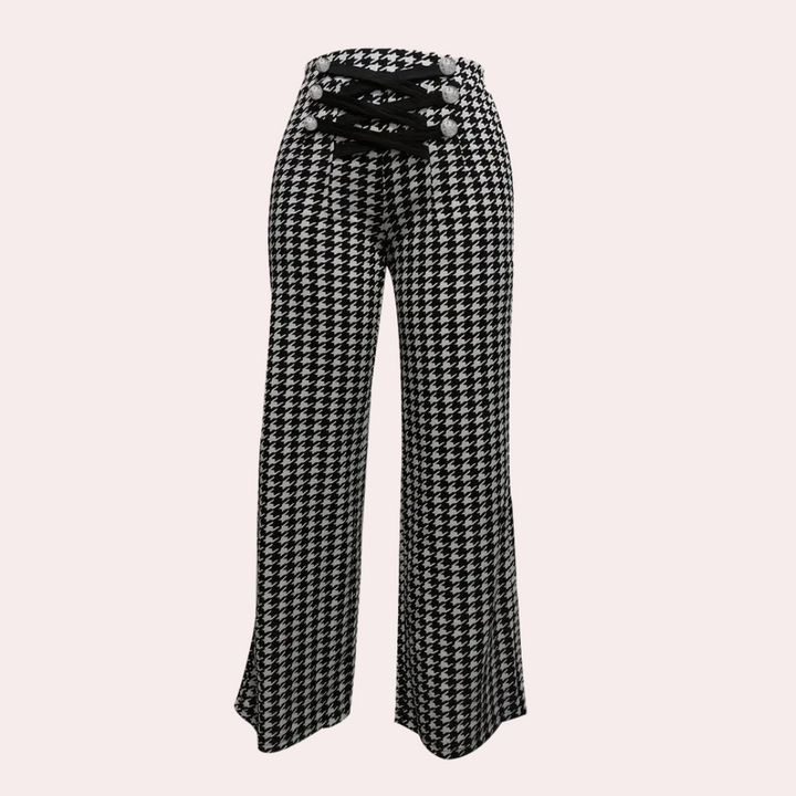 Stilla | Houndstooth-Bukser med Brede Ben til Kvinder
