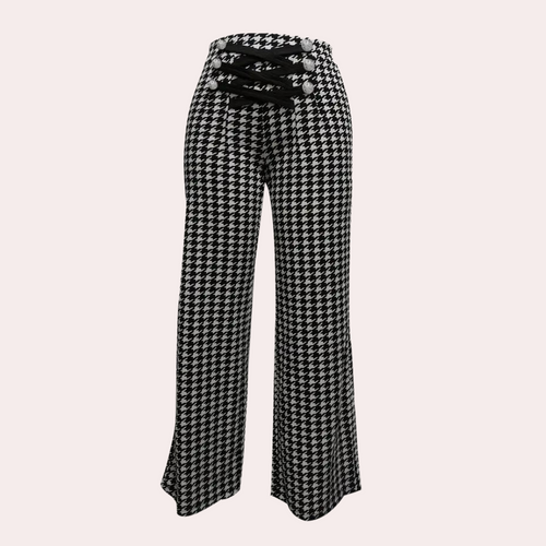 Stilla | Houndstooth-Bukser med Brede Ben til Kvinder