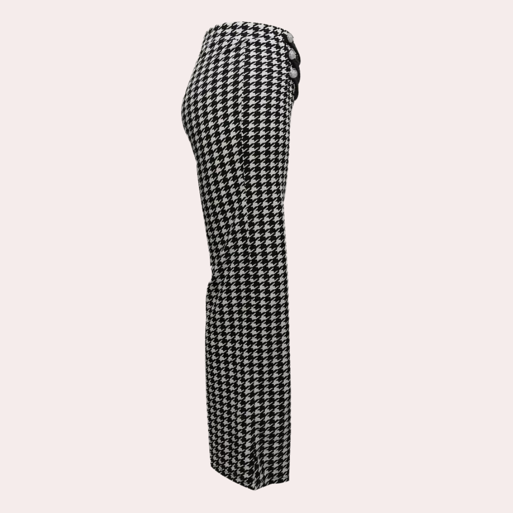 Stilla | Houndstooth-Bukser med Brede Ben til Kvinder