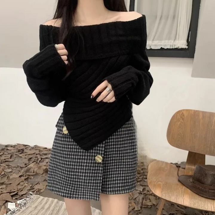 Stilla | Elegant striktop med off-the-shoulder ærmer til damer