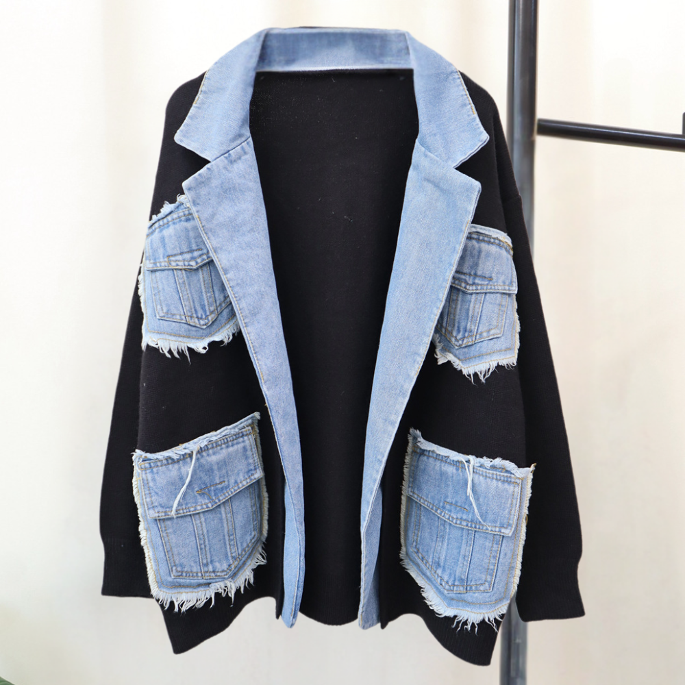 Stilla | Smart Cardigan til kvinder med trendy denim detaljer