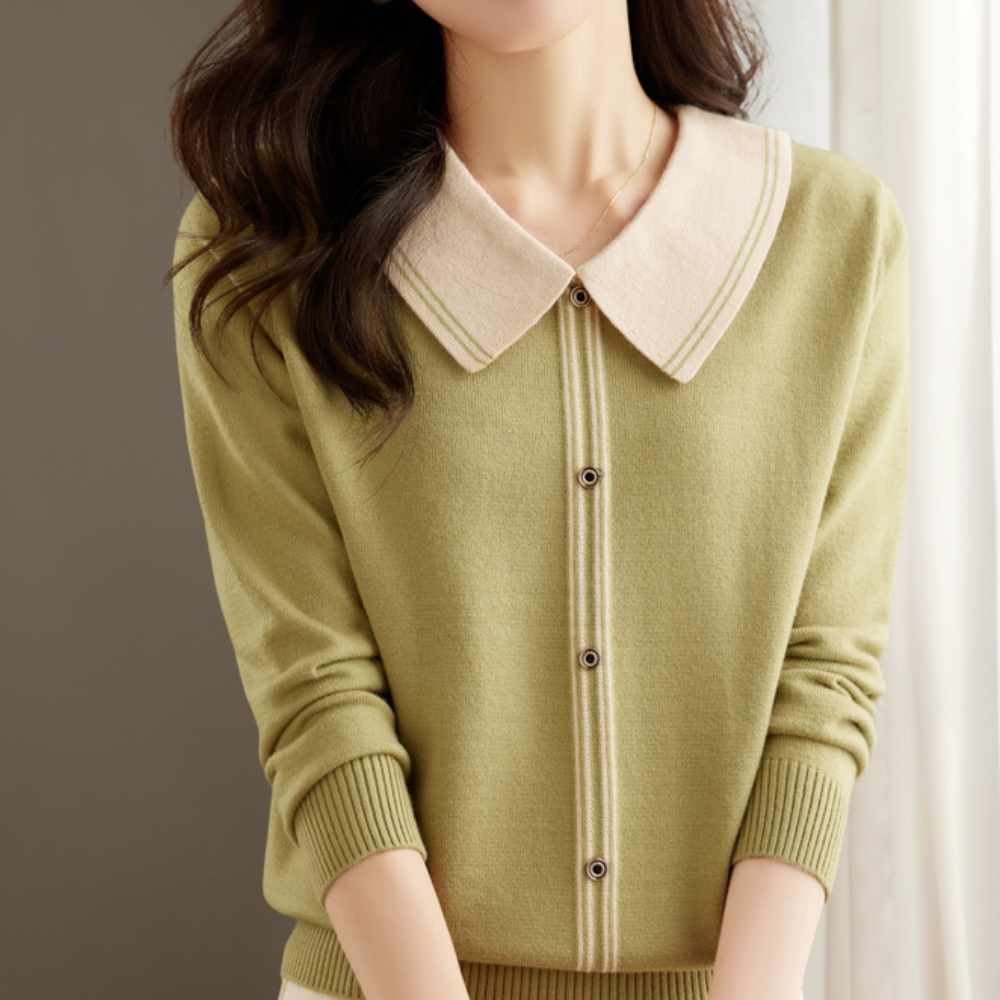 Stilla | Trendy Damepullover med Krave og Knapper