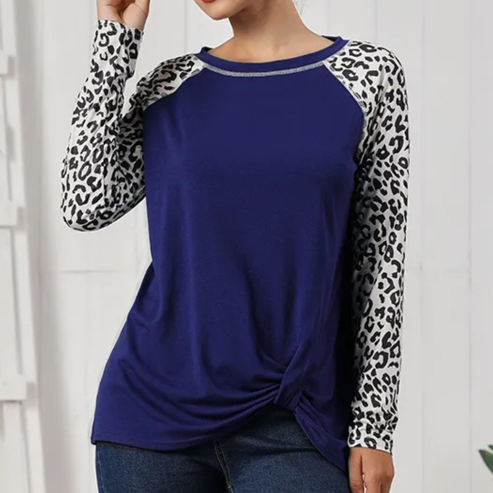 Stilla | Kvindelig Langærmet T-Shirt med Leopardmønster